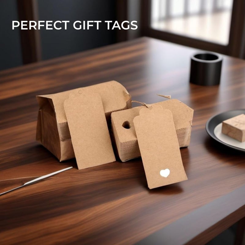 H&S Kraft Paper Blank Tags for Christmas Gifts - 120pcs Multi-Function Brown Paper Tag with String Attached for Weddings - Heart Shape Cut Gift Tags for Gift Bags and Decoration - Image 4
